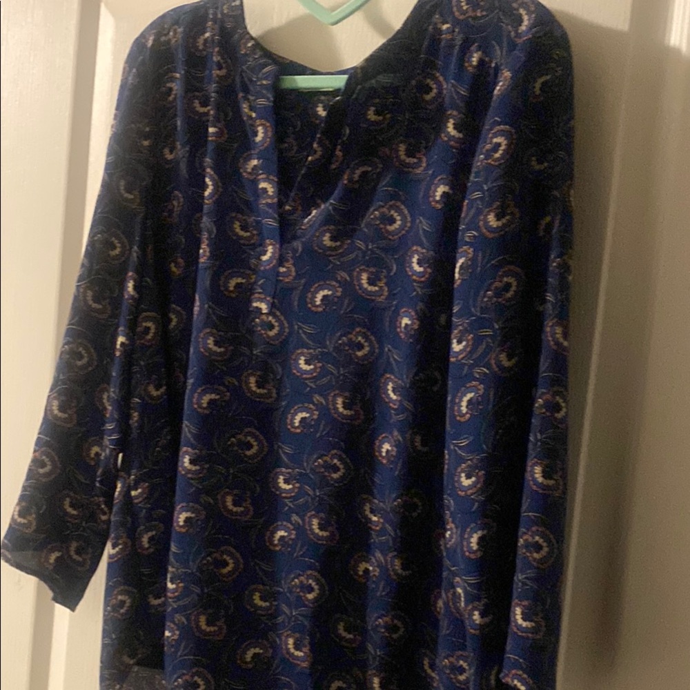 Navy Blue Patterned Blouse